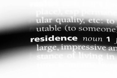 Residence Word'de bir sözlük. Residence kavramı.