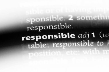 sorumlu tek kelimeyle bir sözlük. sorumlu kavramı.