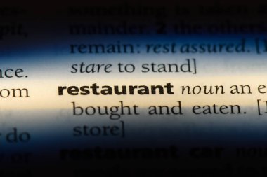 Restoran Word'de bir sözlük. Restaurant konseptini.