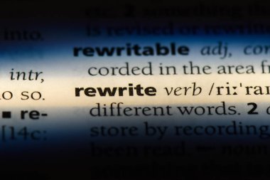 bir sözlüğü'ndeki sözcüğü yeniden yazın. kavramı yeniden yazmak.