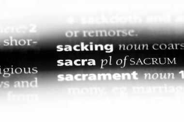 bir sözlüğü'ndeki Sacra sözcüğü. Sacra kavramı.