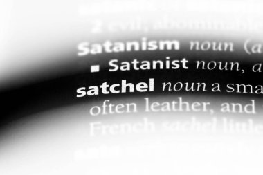 El çantası Word'de bir sözlük. Satchel concept.