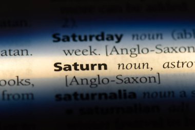 Satürn Word'de bir sözlük. Saturn konsept.