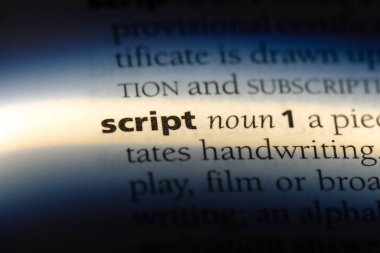 komut dosyasını Word'de bir sözlük. komut dosyası kavramı.