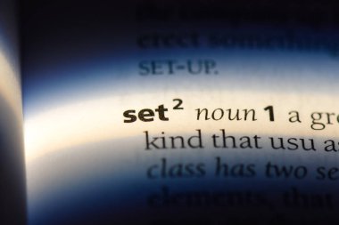 Word'ü bir sözlükte ayarlama. küme kavramı.