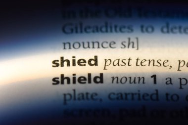 bir sözlüğü'ndeki sözcüğü shied. shied kavramı.