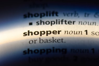 alışverişçi Word'de bir sözlük. Müşteri kavramı.