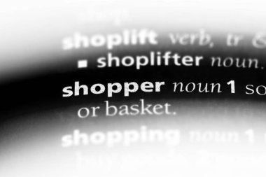 alışverişçi Word'de bir sözlük. Müşteri kavramı.