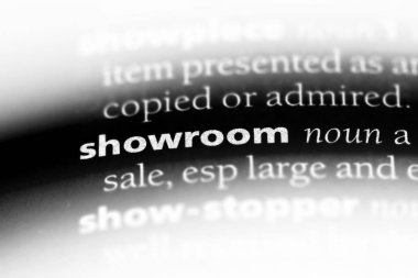 Showroom Word'de bir sözlük. Showroom konsept.