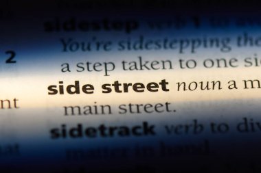 yan sokakta Word'de bir sözlük. yan sokakta kavramı.