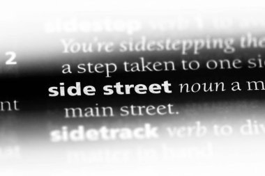 yan sokakta Word'de bir sözlük. yan sokakta kavramı.