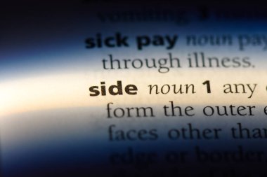 yan Word'de bir sözlük. yan kavramı.