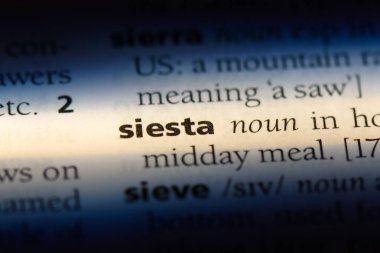 Siesta Word'de bir sözlük. Siesta kavramı.