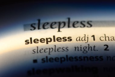 uykusuz tek kelimeyle bir sözlük. uykusuz kavramı.