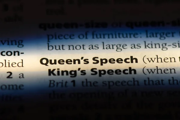queen s speech word in a dictionary. queen s speech concept.