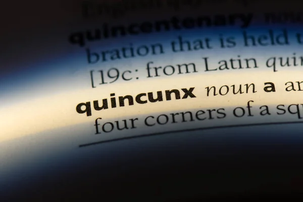 Quinkunx Wort Einem Wörterbuch Quincunx Konzept — Stockfoto