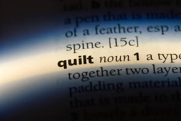 Quilt Wort Einem Wörterbuch Quilt Konzept — Stockfoto