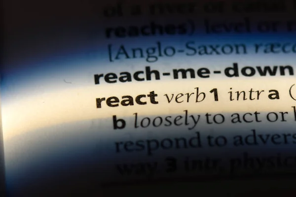 辞書でその単語に反応します 反応の概念 — ストック写真