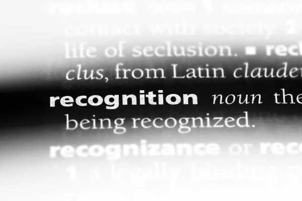 recognition word in a dictionary. recognition concept.