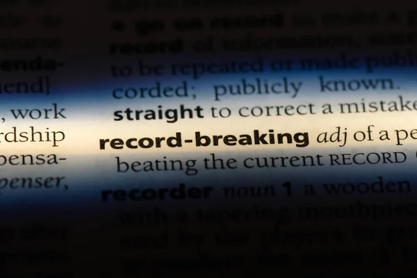 Record Breaking Word Dictionary Record Breaking Concept — Stock Photo, Image