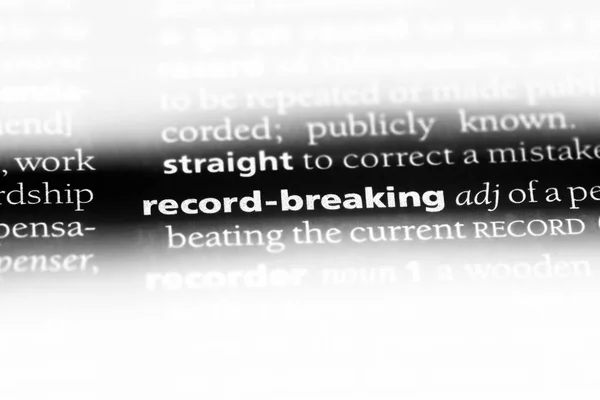 Record Breaking Word Dictionary Record Breaking Concept — Stock Photo, Image