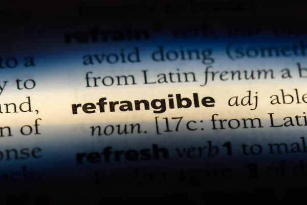 Refrangible 词典中的单词 Refrangible — 图库照片