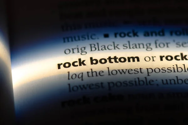Rock Bottom Mot Dans Dictionnaire Concept Fond Rocheux — Photo