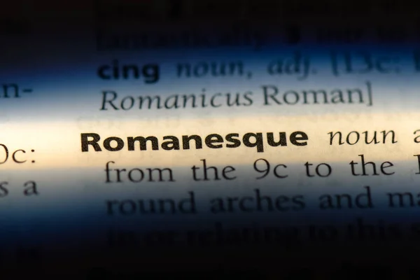 Romańska Słowo Słowniku Koncepcja Romańska — Zdjęcie stockowe