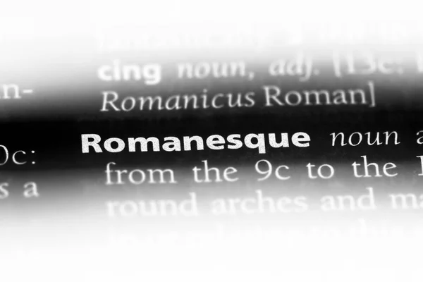 Romańska Słowo Słowniku Koncepcja Romańska — Zdjęcie stockowe
