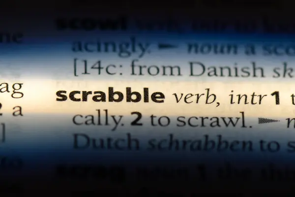 Scrabble Słowo Słowniku Koncepcja Scrabble — Zdjęcie stockowe