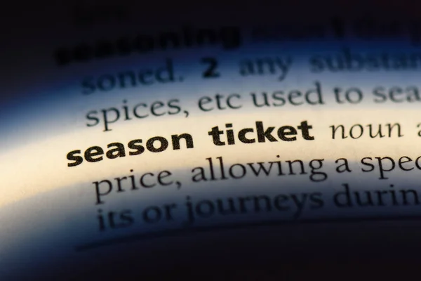 season ticket word in a dictionary. season ticket concept.