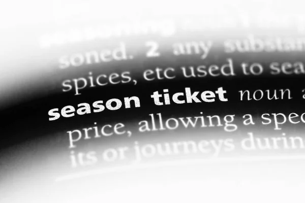 season ticket word in a dictionary. season ticket concept.