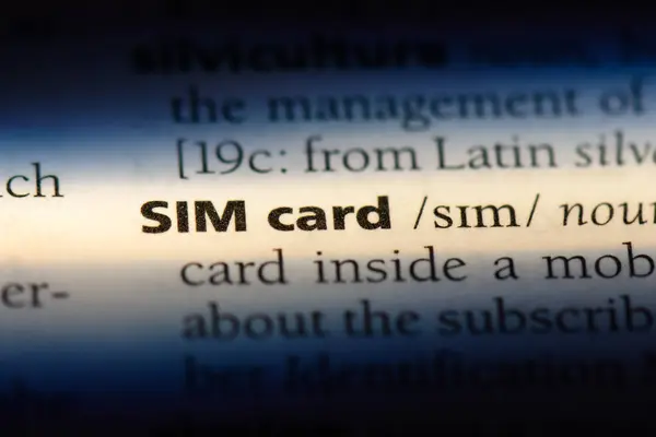 Sim Κάρτα Λέξη Ένα Λεξικό Ιδέα Κάρτα Sim — Φωτογραφία Αρχείου