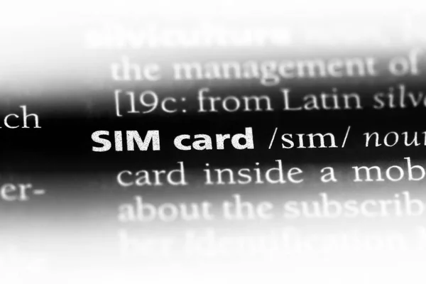 Sim Κάρτα Λέξη Ένα Λεξικό Ιδέα Κάρτα Sim — Φωτογραφία Αρχείου