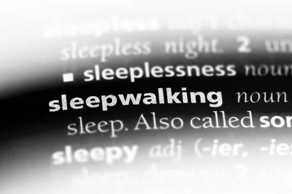 sleepwalking word in a dictionary. sleepwalking concept.