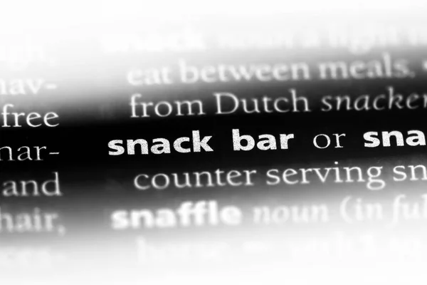 snack bar word in a dictionary. snack bar concept.