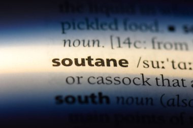 Bir sözlükte güneyli kelimesi. soutan konsepti.