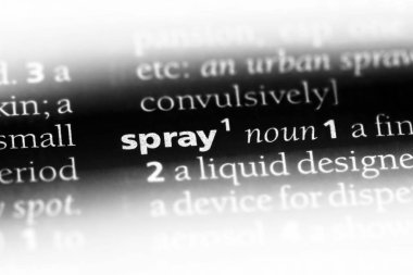 Sprey bir sözlükte kelime. sprey kavramı.