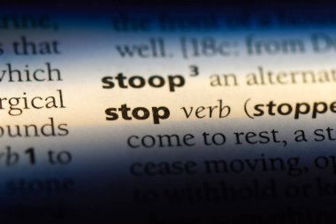 Word'ün bir sözlükte durdurma. Dur kavramı.