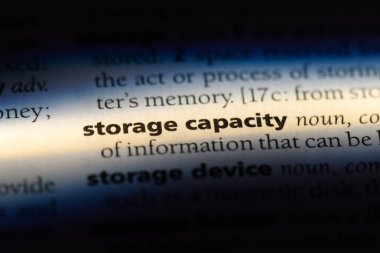 bir sözlüğü'ndeki depolama kapasite sözcüğü. depolama kapasite kavramı.