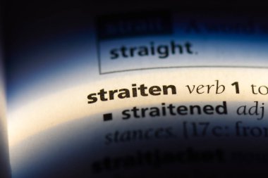 bir sözlüğü'ndeki sözcüğü straiten. kavram straiten.