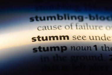 bir sözlüğü'ndeki Stumm sözcüğü. Stumm kavramı.