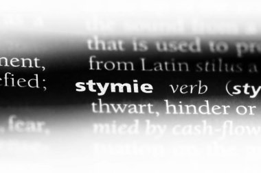 bir sözlüğü'ndeki sözcüğü taş koymak. Stymie kavramı.