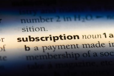 abonelik Word'de bir sözlük. abonelik kavramı.