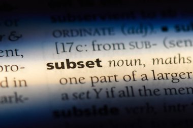 bir sözlüğü'ndeki alt sözcüğü. alt küme küme küme kavramı.