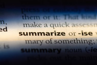 Sözlüğe sözcük özetler. kavram özetlemek.