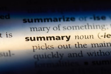 bir sözlüğü'ndeki Özet sözcüğü. Özet kavramı.