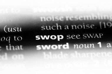 bir sözlüğü'ndeki sözcüğü değiş tokuş etmek. takas kavramı.