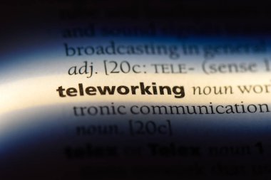 Teleworking Word'de bir sözlük. Teleworking kavramı.