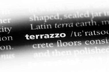 bir sözlüğü'ndeki Terrazzo sözcüğü. Terrazzo kavramı.